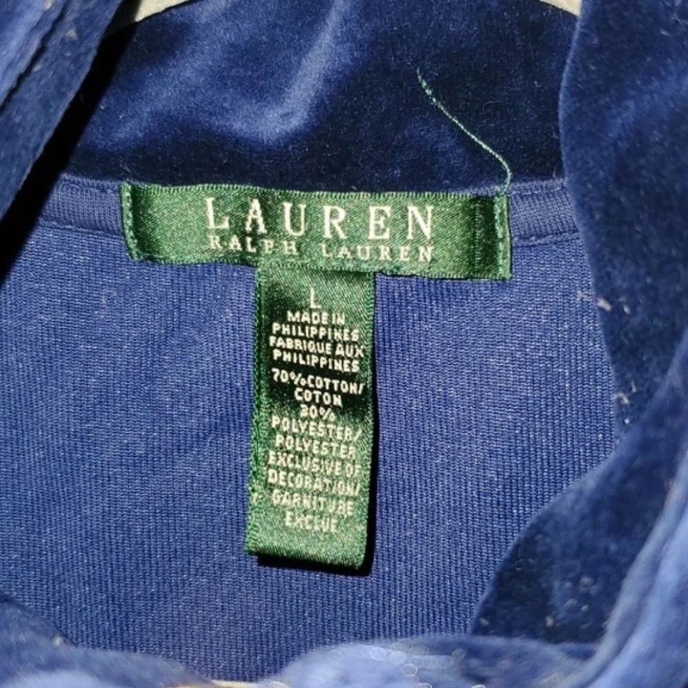 NWOT Quality Lauren Ralph Lauren ROYAL BLUE SOFT & STRETCH Velvety Hoodie Size L - Picture 6 of 8